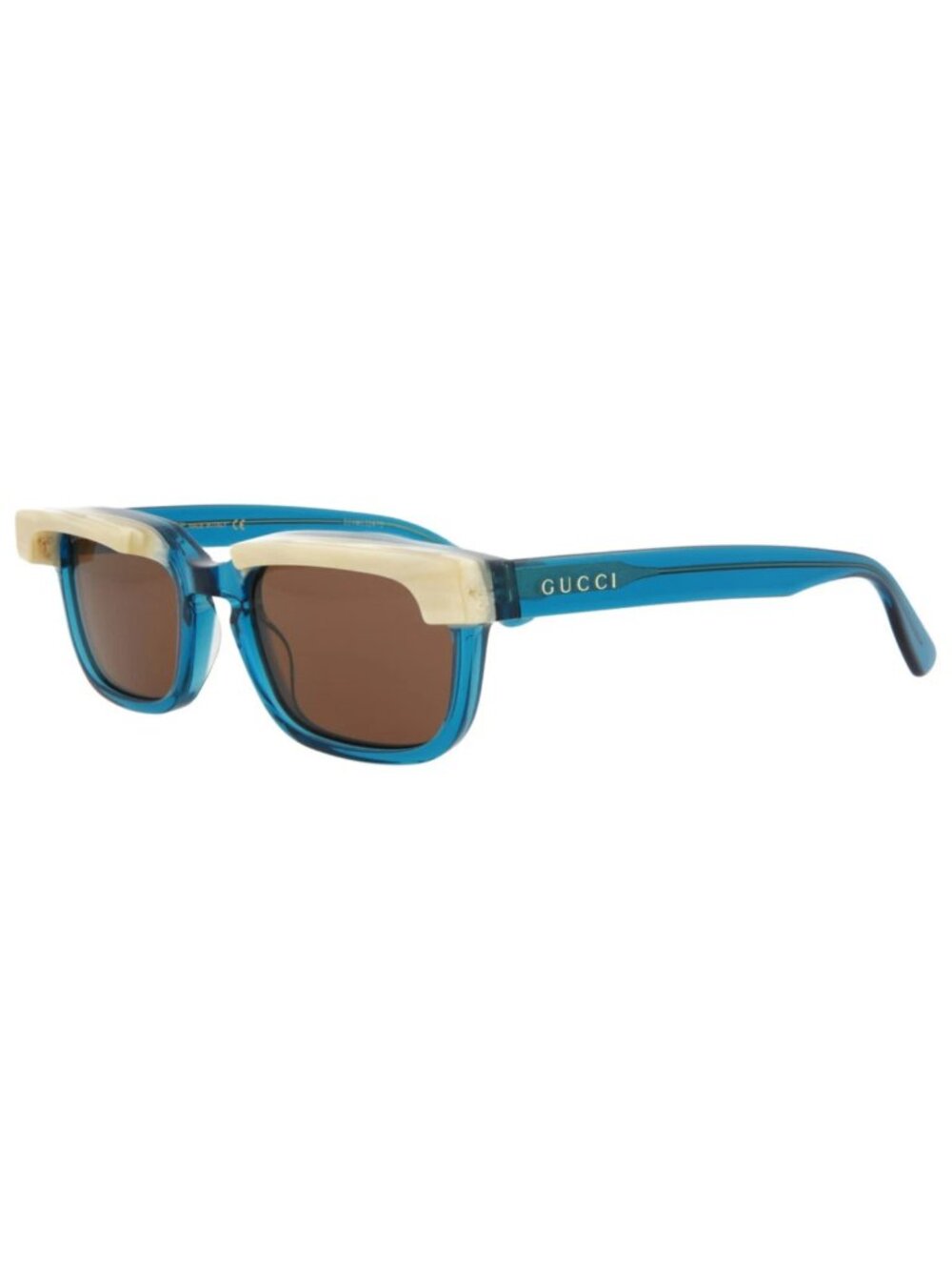 New Gucci Women's Sunglasses Square Rectangle Acetate Frame Mens Blue Blue Brown